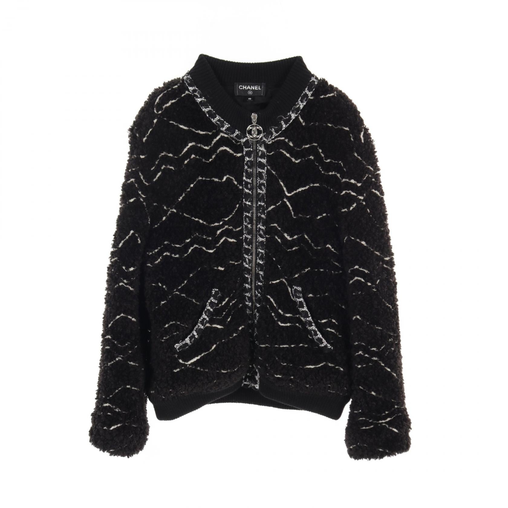 Chanel Acrylic Alpaca Jacket Black/White