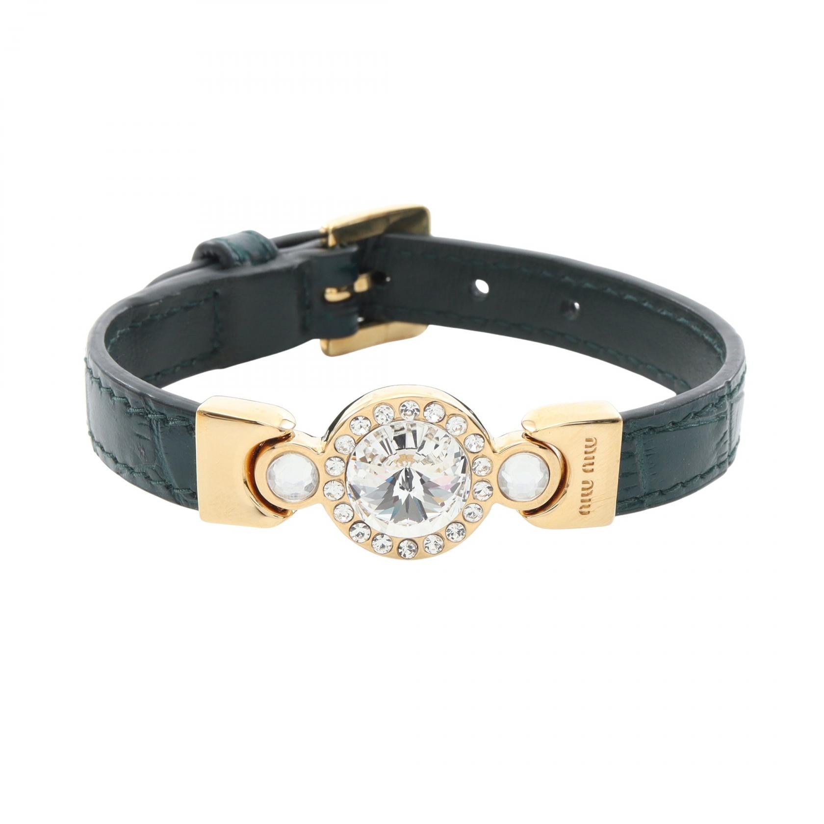 Miu Miu Leather Crystal Bracelet