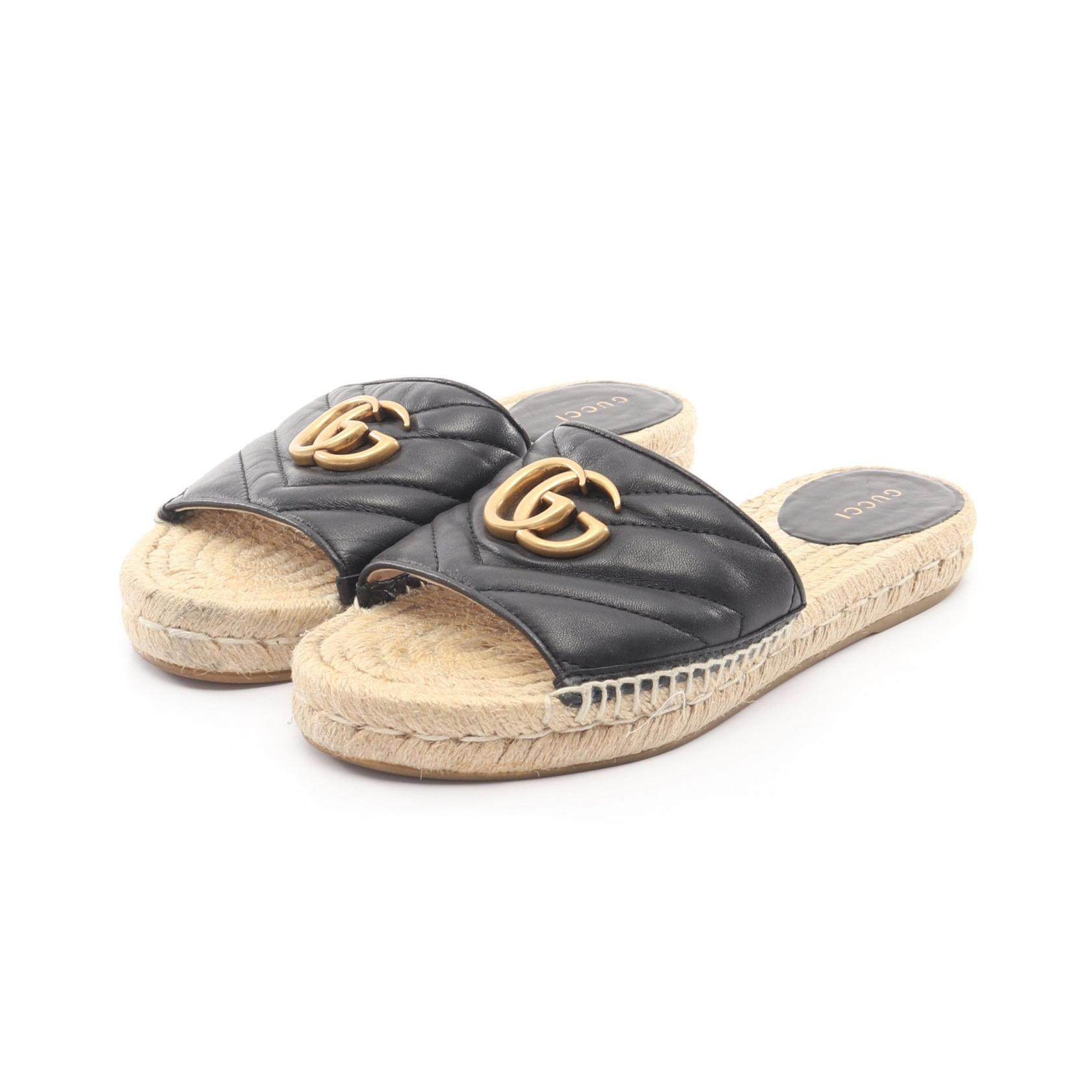 Gucci GG Marmont Leather Espadrille Sandals