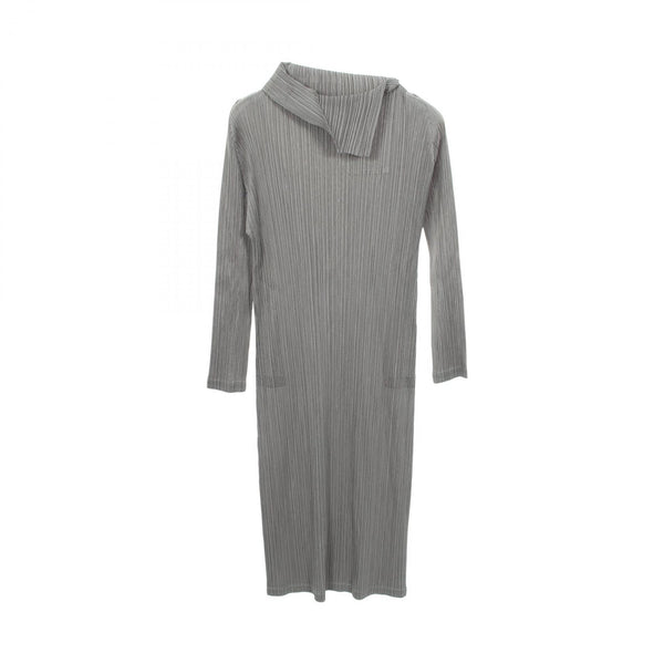 Pleats Please Pleated High Neck Long Sleeve Dress