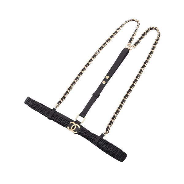 Chanel Coco Mark Chain Leather Suspenders