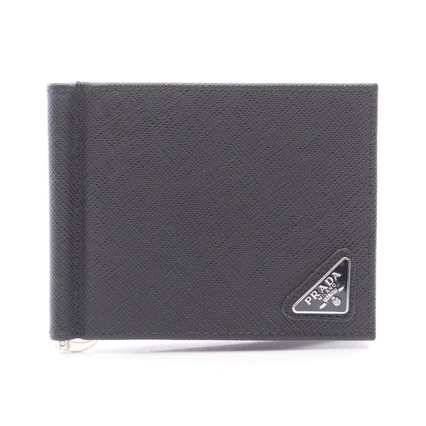 Prada SAFFIANO TRIANG Leather Money Clip Wallet