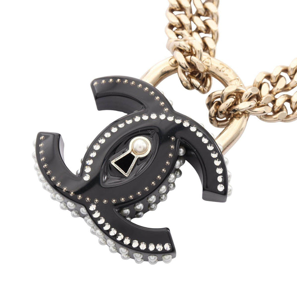 CHANEL Coco Mark Padlock Motif 2 Row Choker