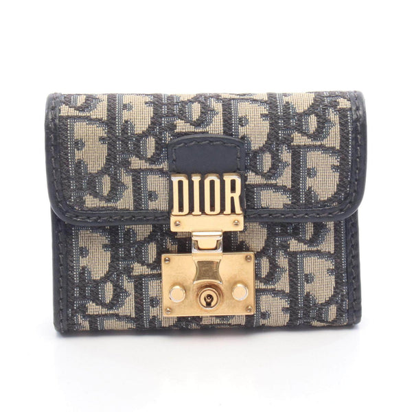 Dior Addict Oblique Canvas Leather Trifold Wallet