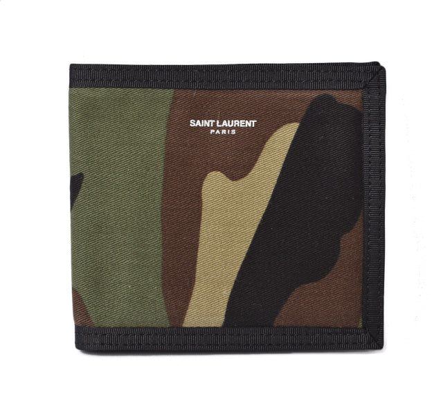 Yves Saint Laurent Canvas Bifold Wallet Army Green in Pristine Condition