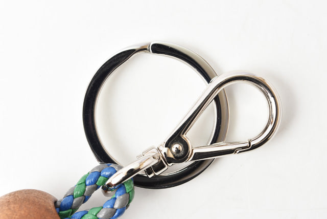 Prada Leather/Wood/Metal Keyring/Keychain