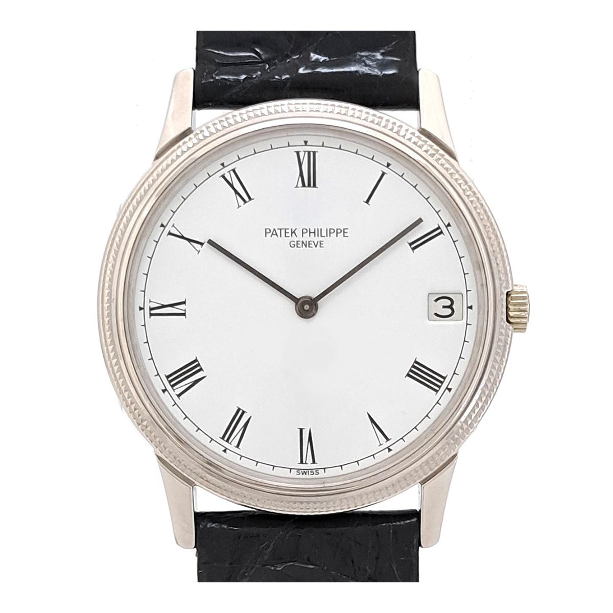 Patek Philippe White Gold Leather Automatic Watch 3602G