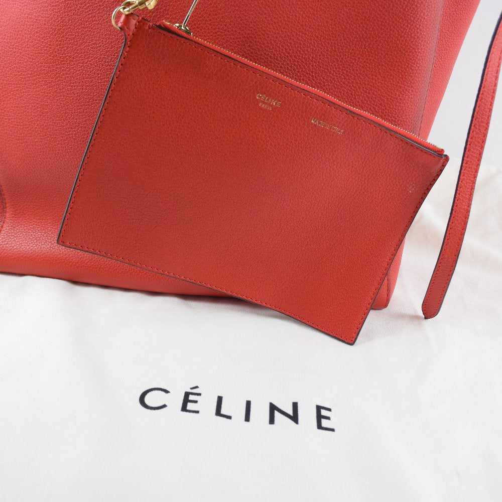 Celine Calf Cabas Phantom Tote Bag Red