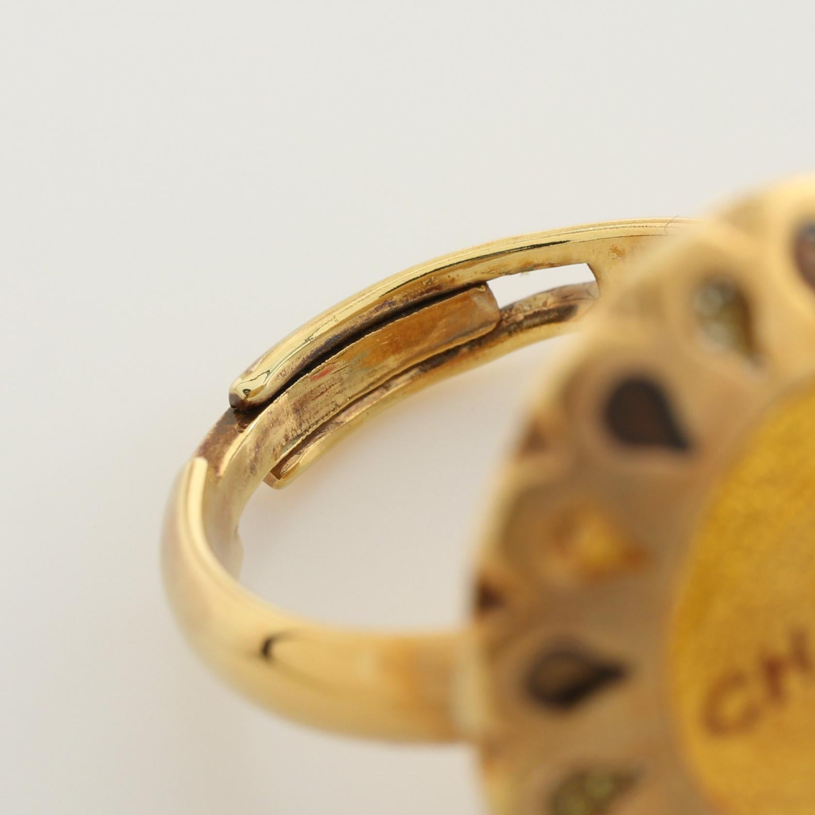 Chanel Flower Motif Logo Ring Gold Multicolor