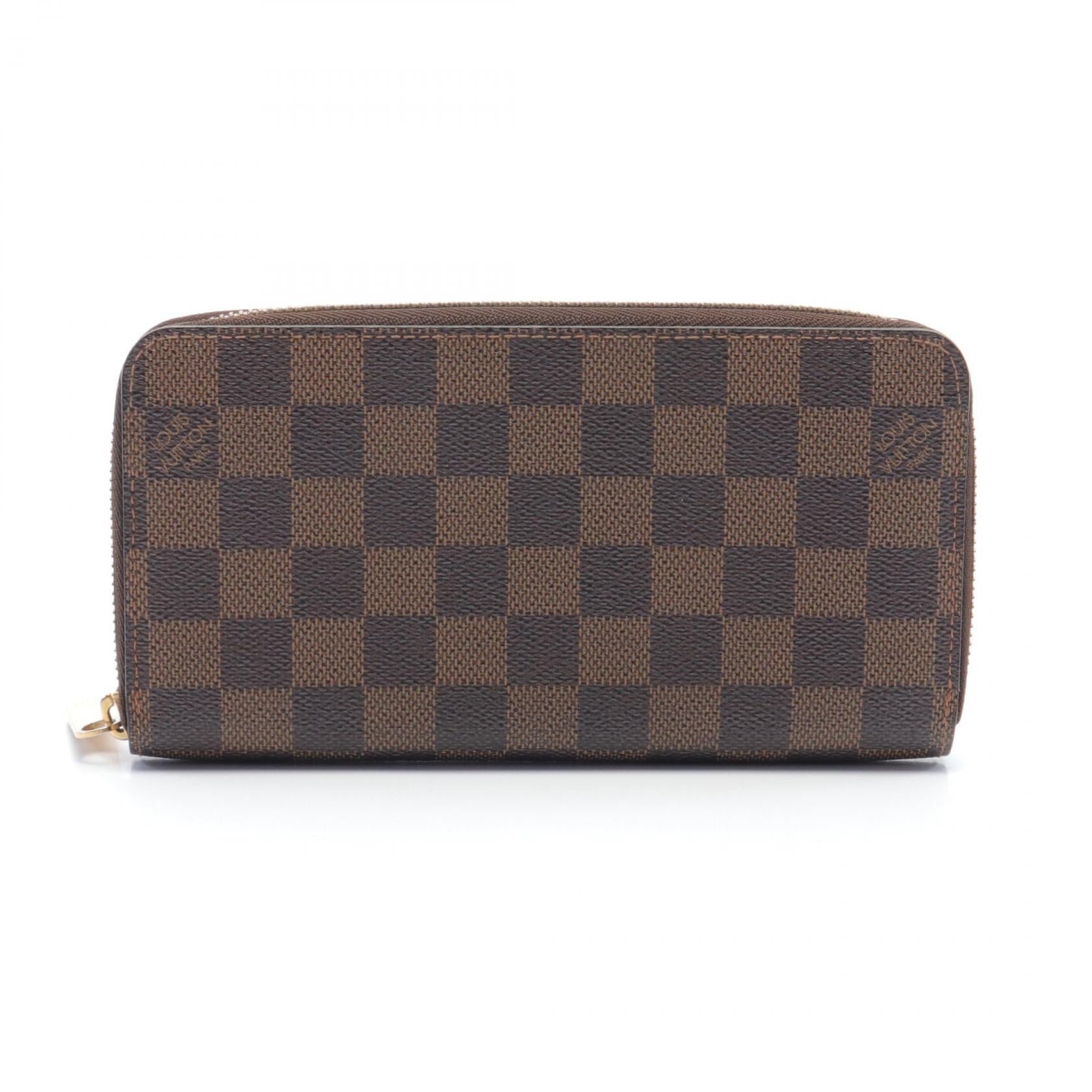 Louis Vuitton Damier Ebene Zippy Wallet Canvas Long Wallet N60015 in Very Good Condition