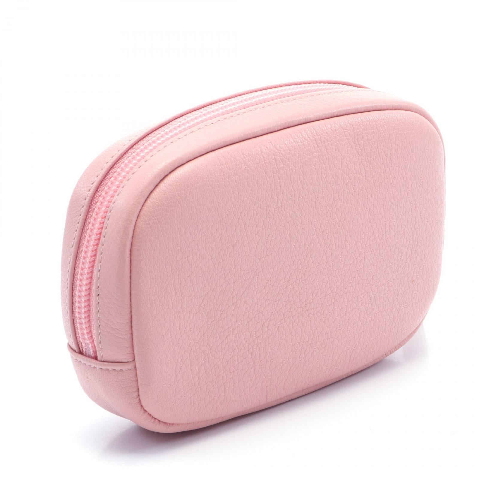 Chanel Leather Coco Mark Pouch Pink