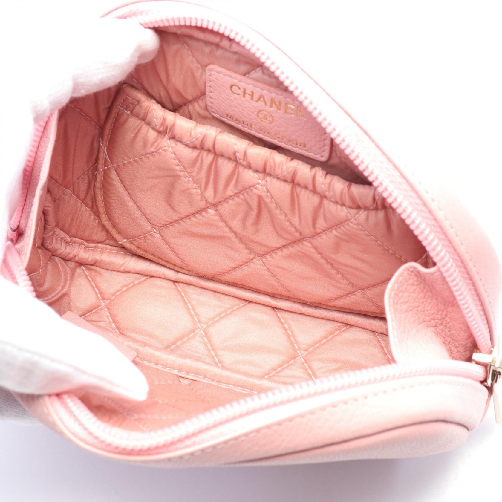 Chanel Leather Coco Mark Pouch Pink