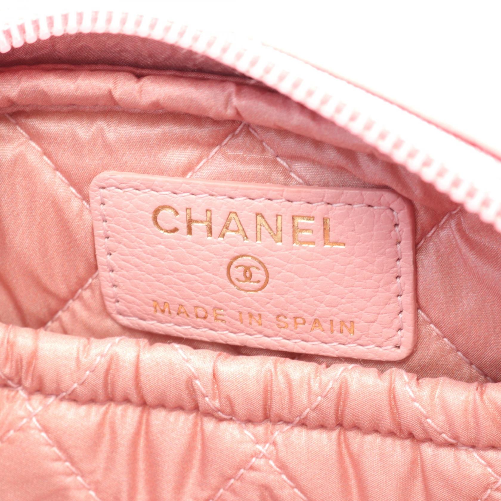 Chanel Leather Coco Mark Pouch Pink