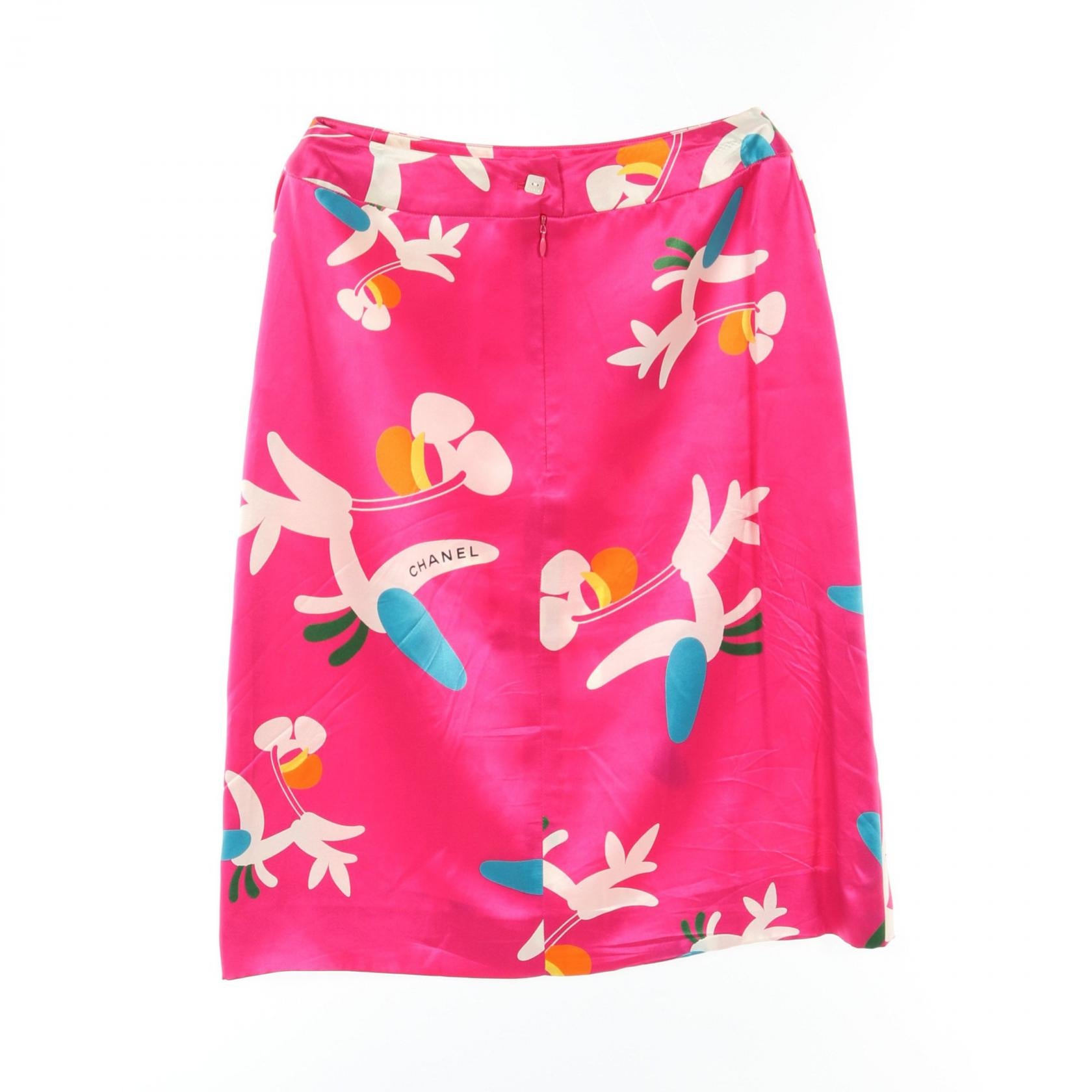 Chanel Silk Skirt Pink Multicolor