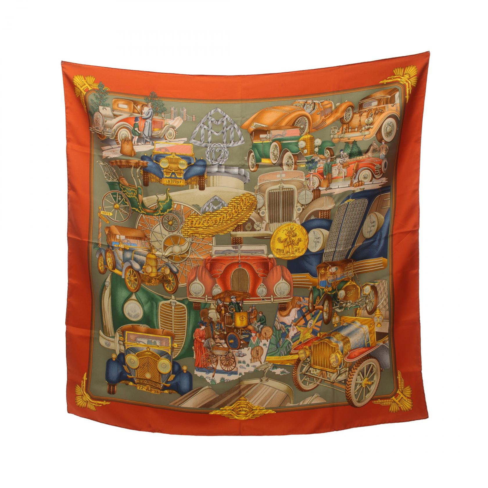 Hermes Silk Scarf Carré 90 Automobile