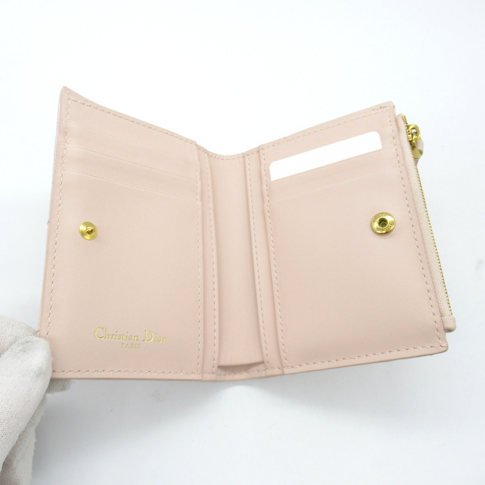 Dior Caro Dahlia Bifold Wallet Pink Leather