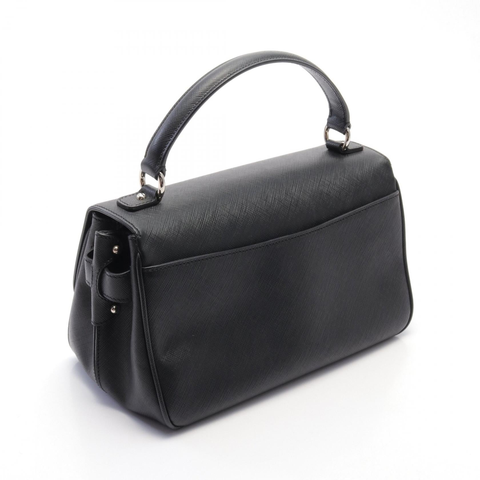 Salvatore Ferragamo Leather Gancini Handbag Black