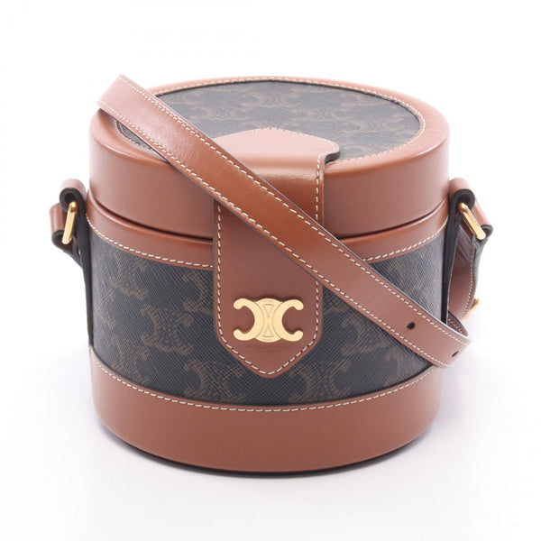CELINE Tambour Small Triomphe Coated Canvas Shoulder Bag