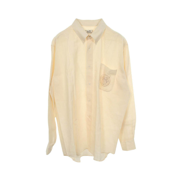 Hermes Embroidered Fabric Long Sleeve Top