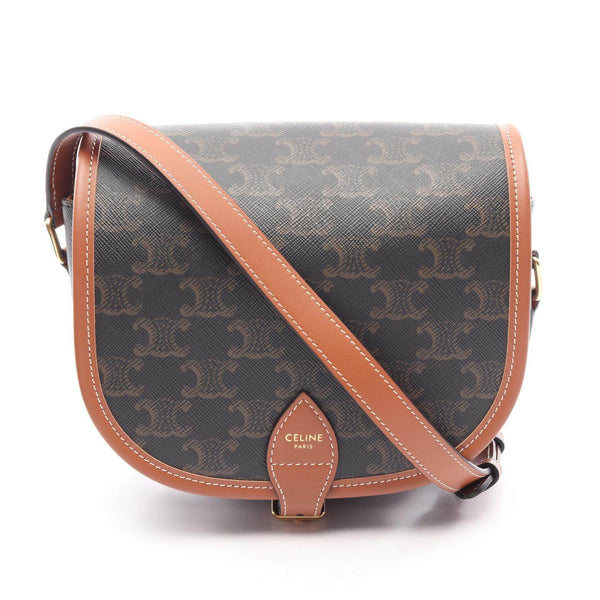 CELINE Folco Triomphe Coated Canvas Shoulder Bag