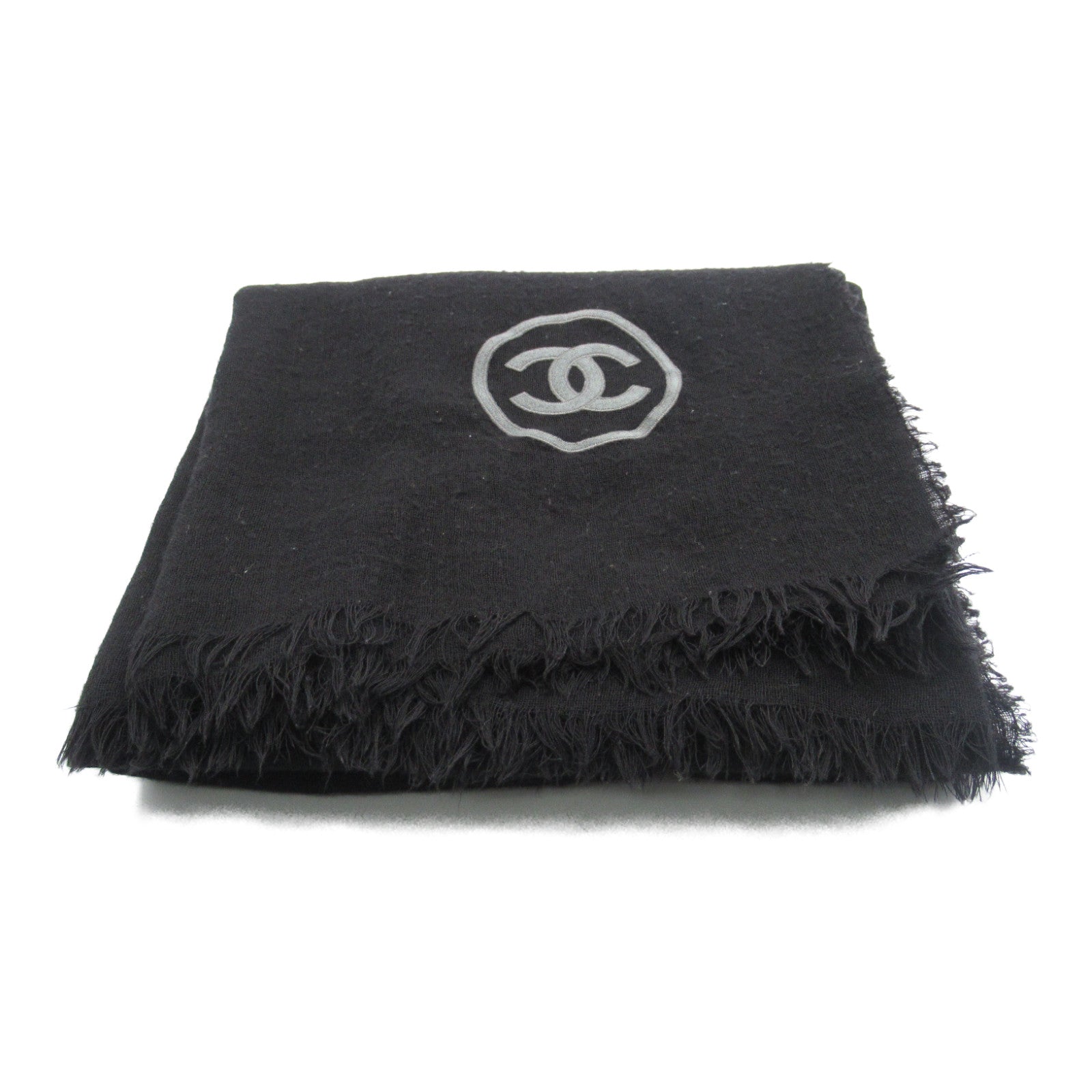 Chanel CC Wool Scarf  Canvas Shawl in Very Good Condition