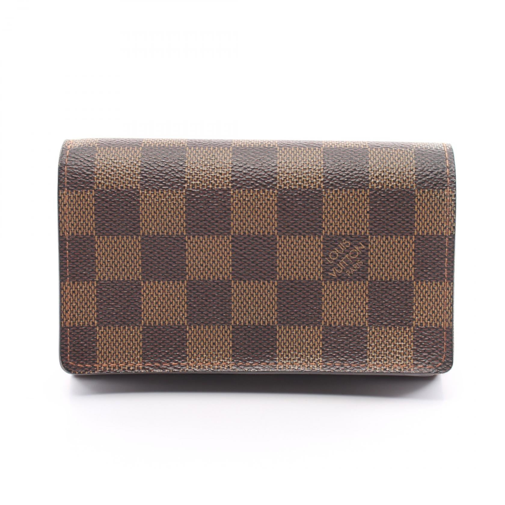 Louis Vuitton Damier Ebene Portefeuille Tresor Canvas Short Wallet N61736 in Good Condition