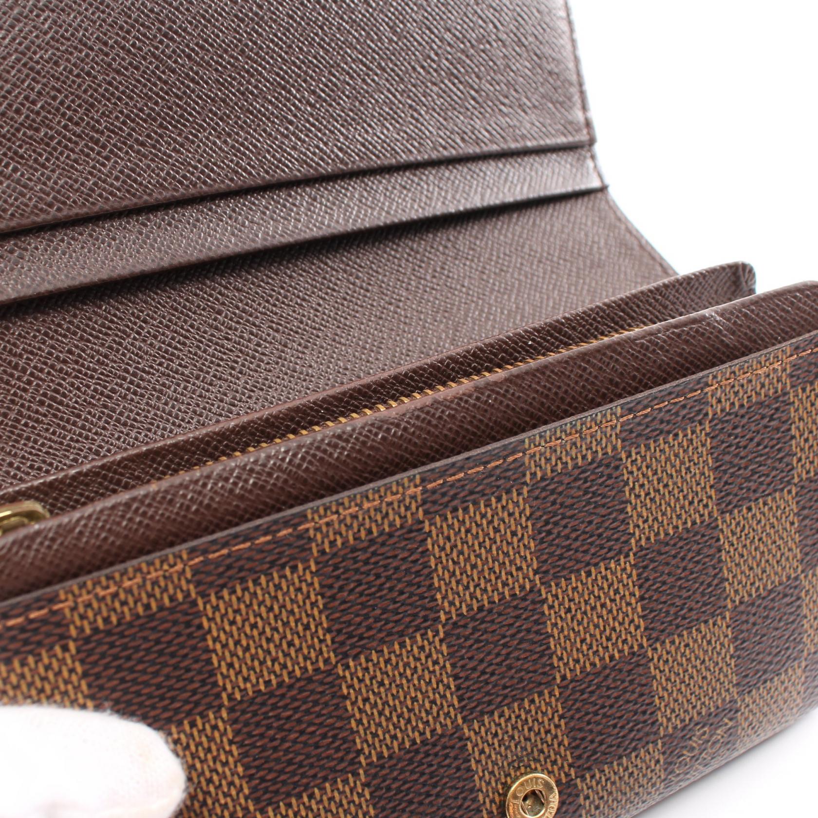 Louis Vuitton Damier Ebene Portefeuille Tresor Canvas Short Wallet N61736 in Good Condition