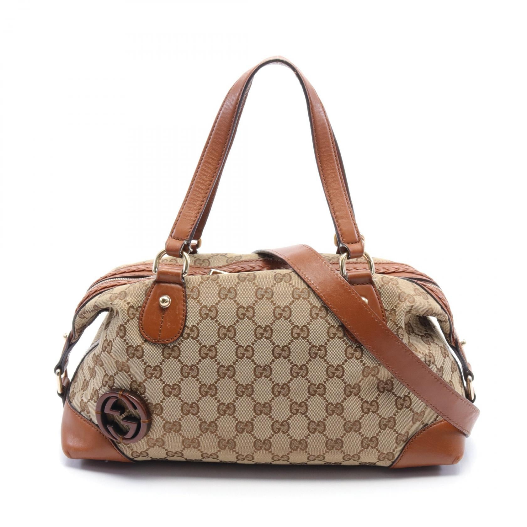 Gucci Brick Lane GG Canvas Leather Handbag