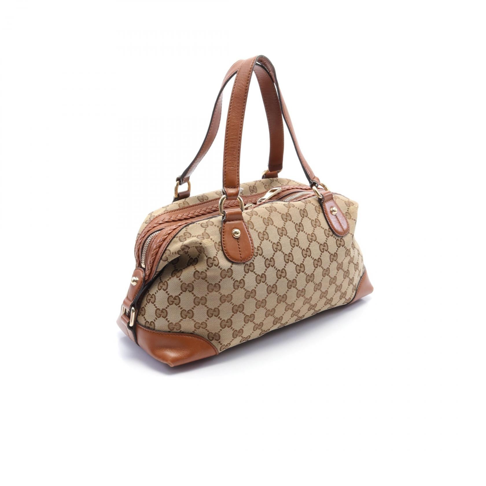 Gucci Brick Lane GG Canvas Leather Handbag