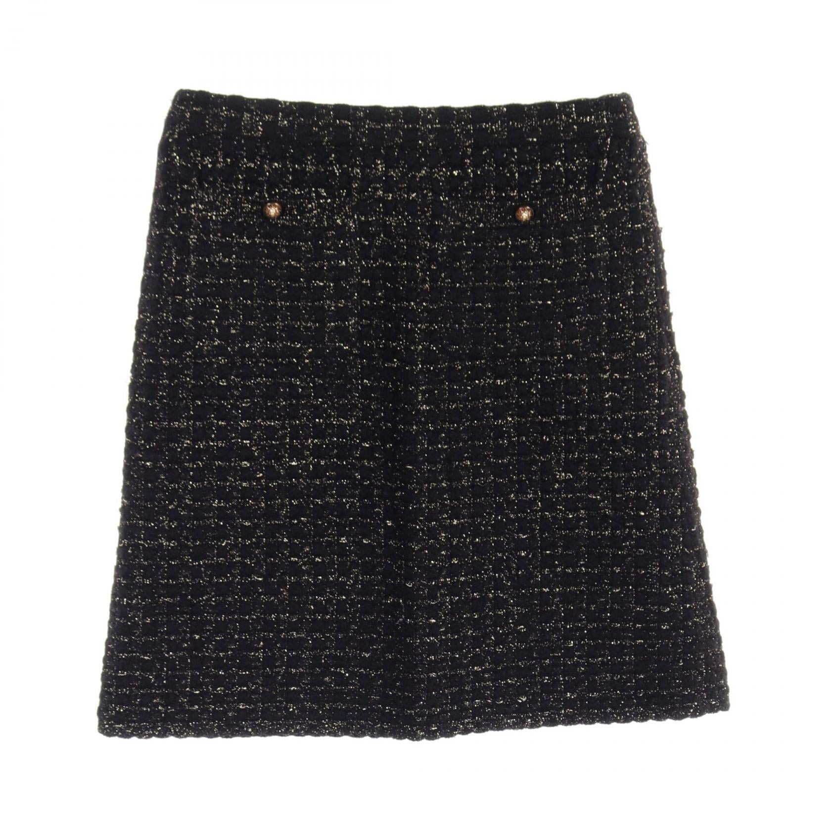 Chanel Knit Tweed Skirt Rayon Wool Mohair