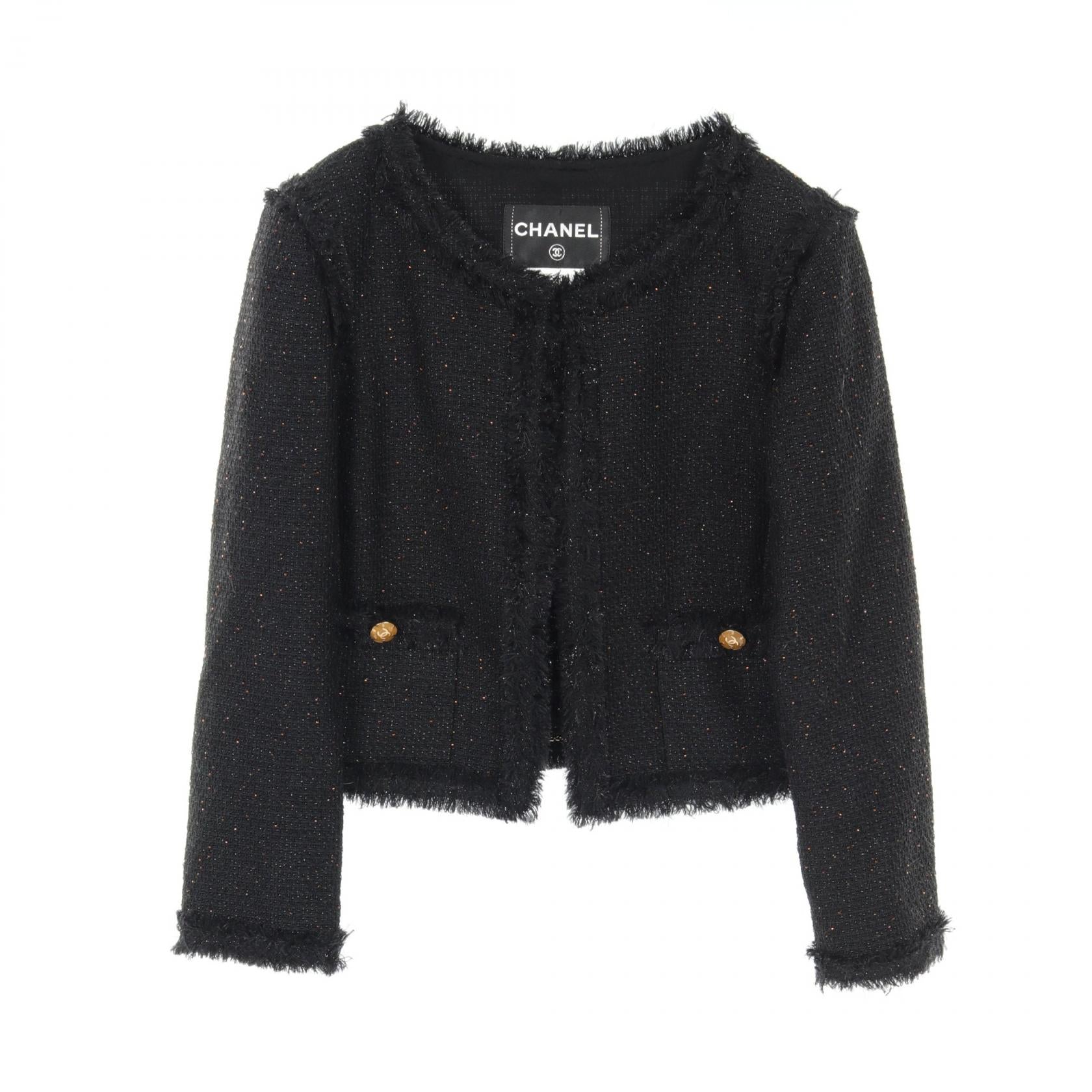 Chanel Wool Fabric Coco Mark Jacket Black