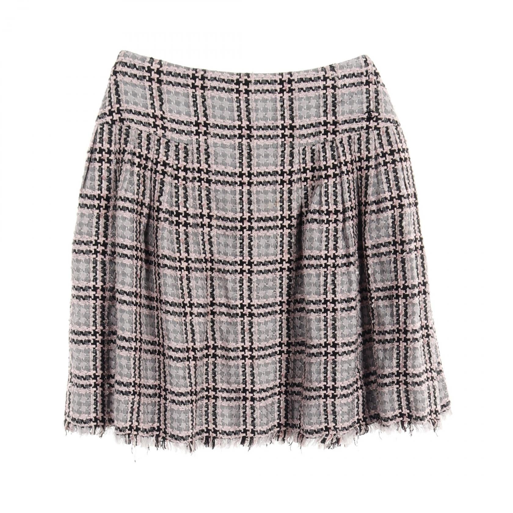 Chanel Tweed Skirt Rayon Silk P40607