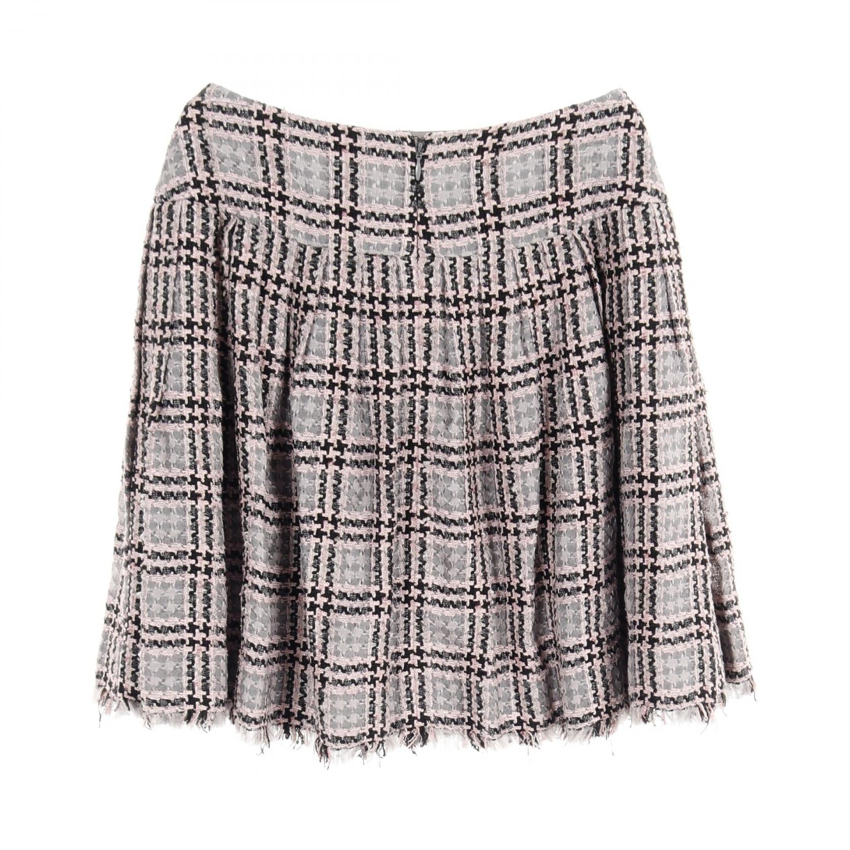 Chanel Tweed Skirt Rayon Silk P40607