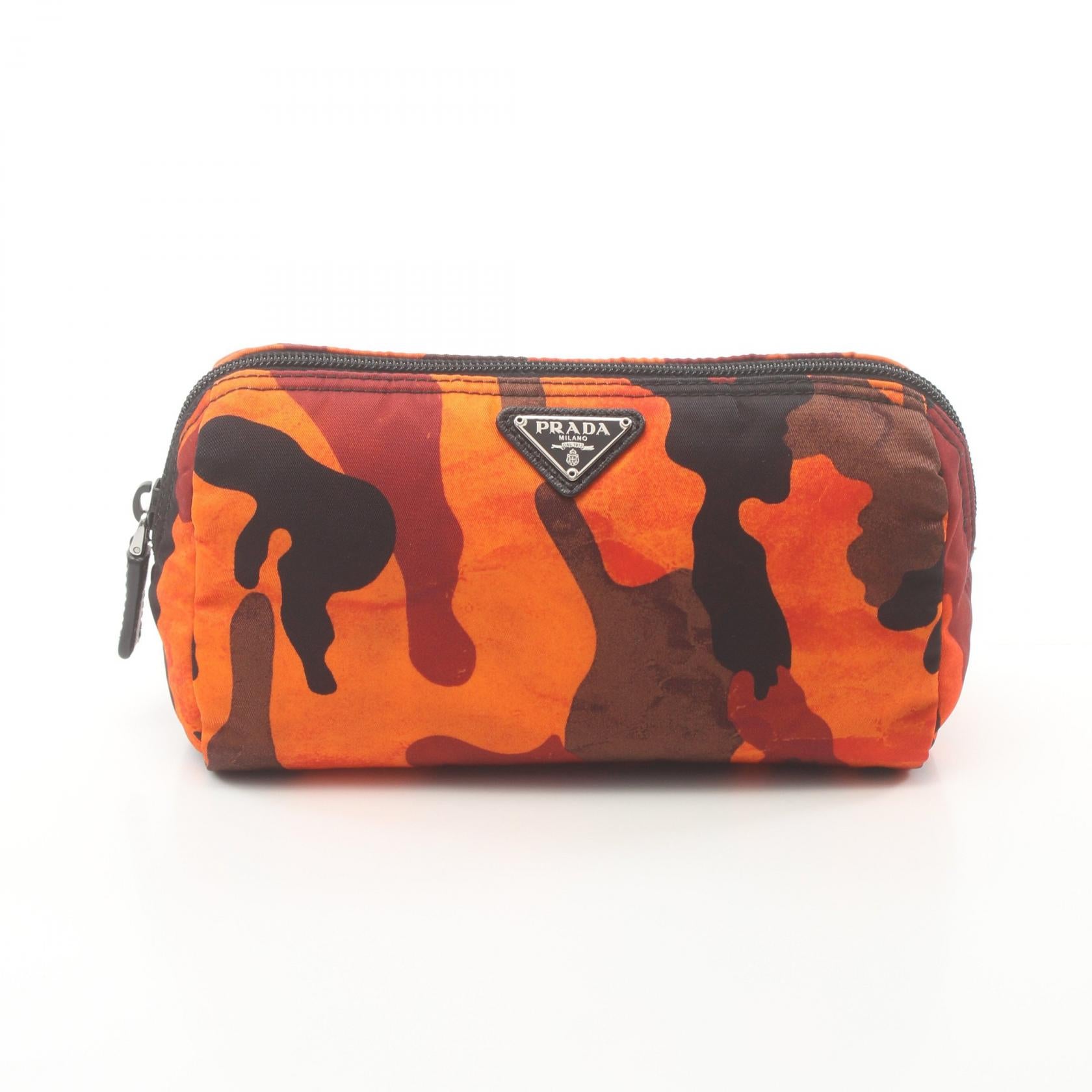 Prada Nylon Pouch Orange Multicolor