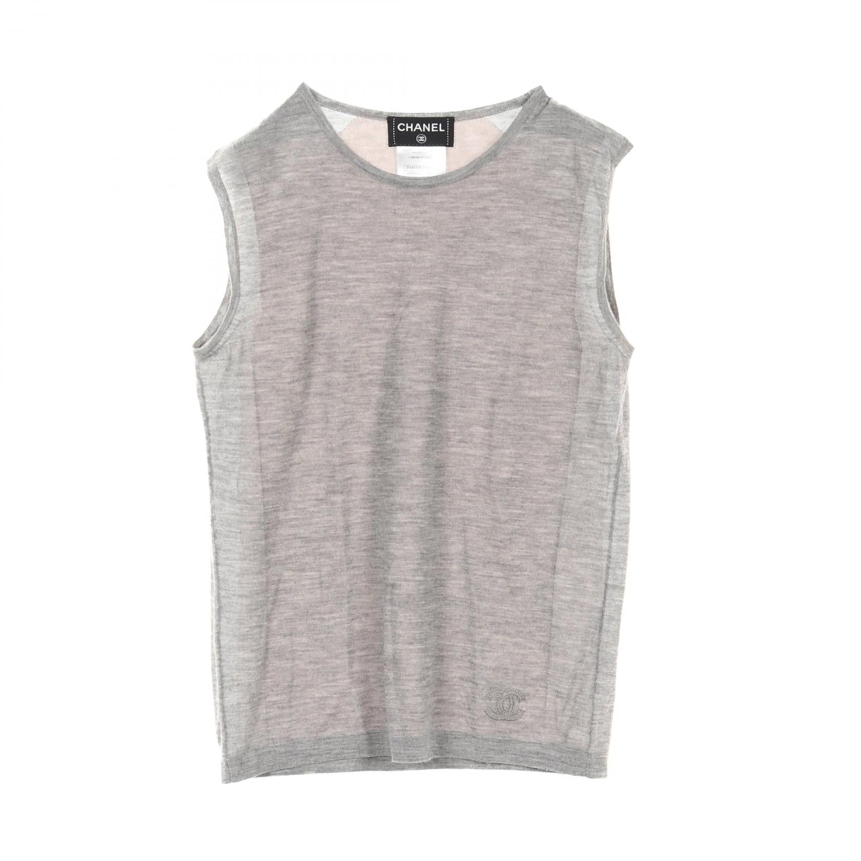 Chanel Cashmere Silk Knit Top Gray