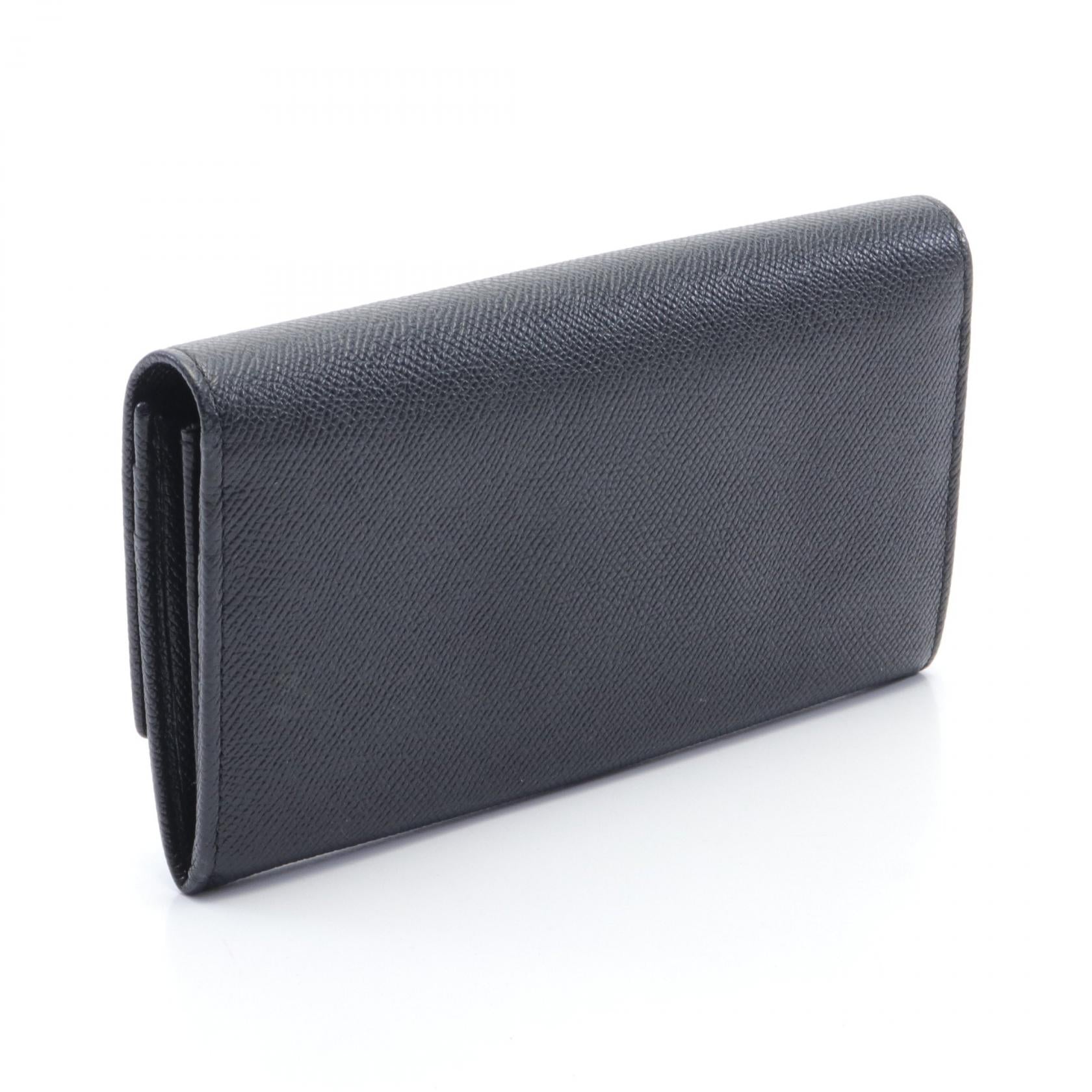 Bvlgari Leather Bifold Long Wallet Black