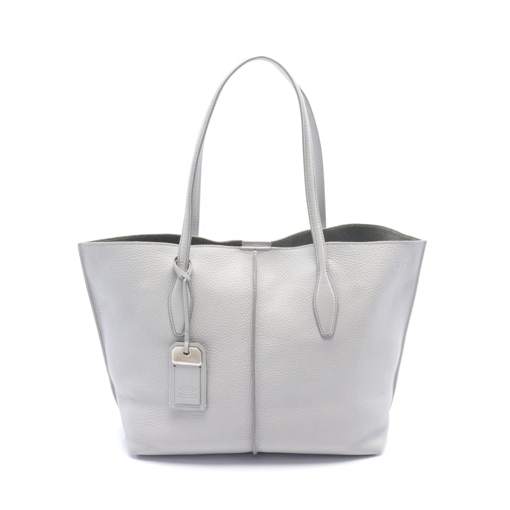 Tod's Leather Tote Bag Gray