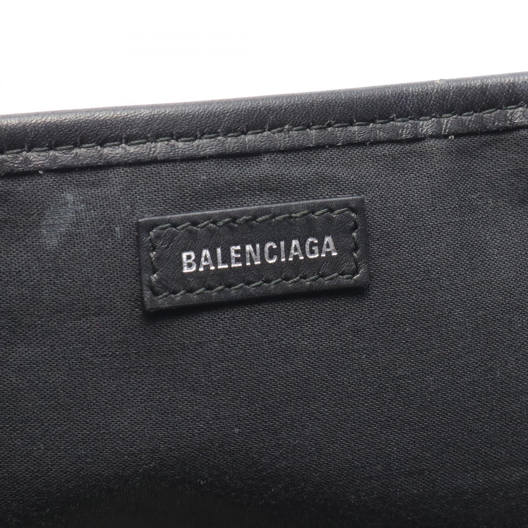 Balenciaga Navy Cabas S Canvas Leather Tote