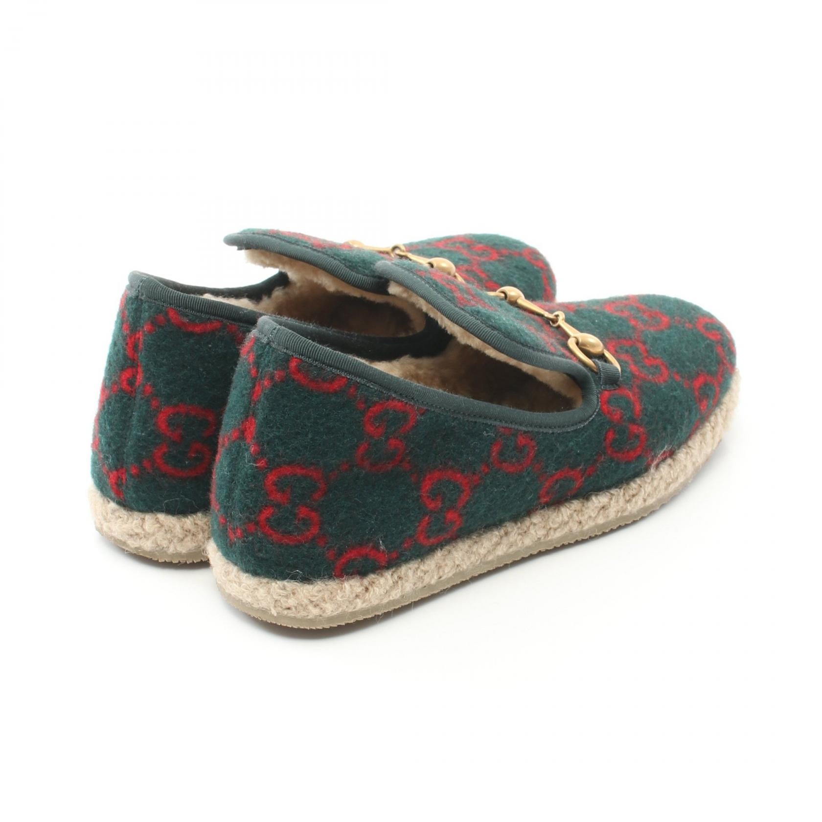 Gucci Wool Horsebit Loafers Green/Red