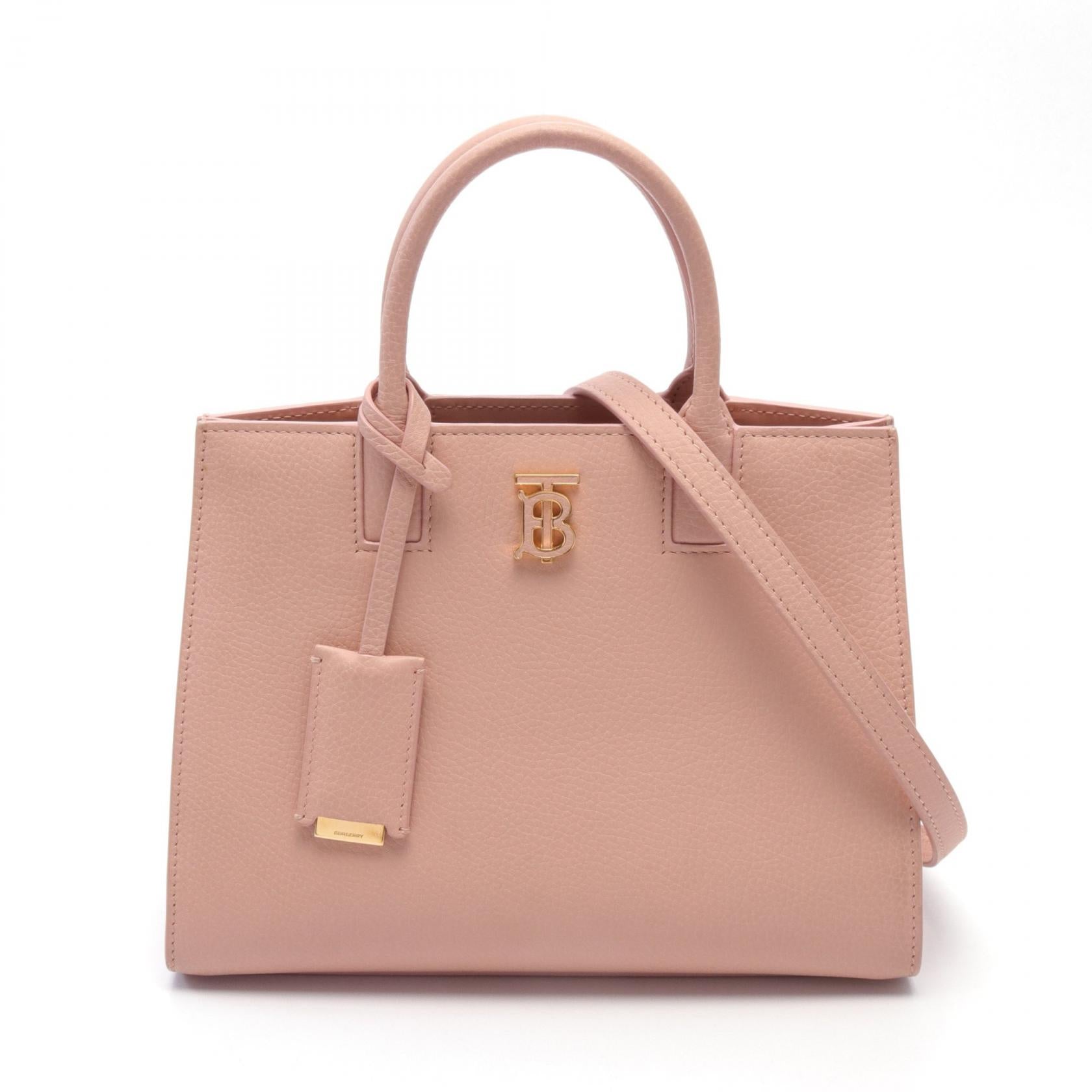 Burberry Leather TB Logo Handbag Pink