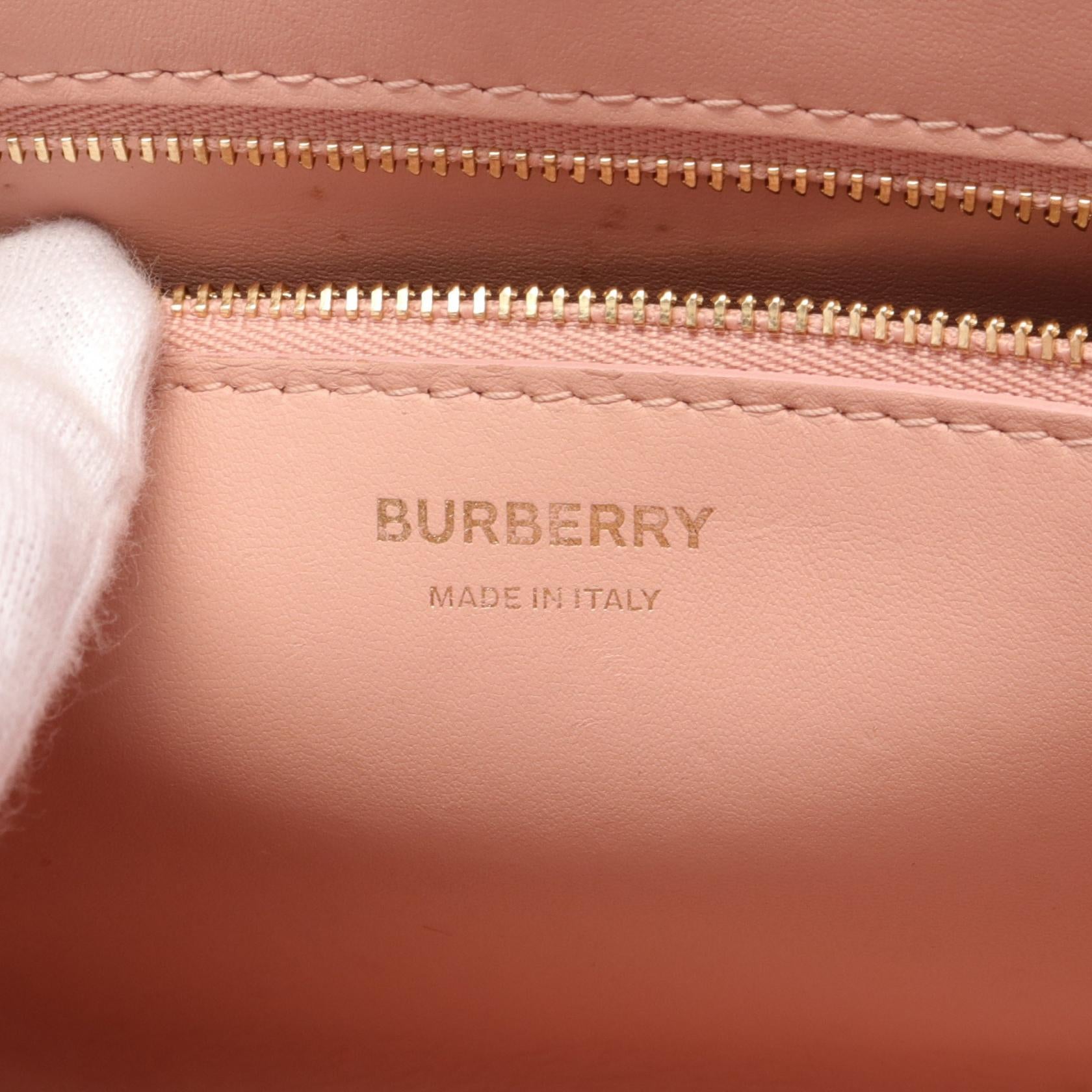 Burberry Leather TB Logo Handbag Pink