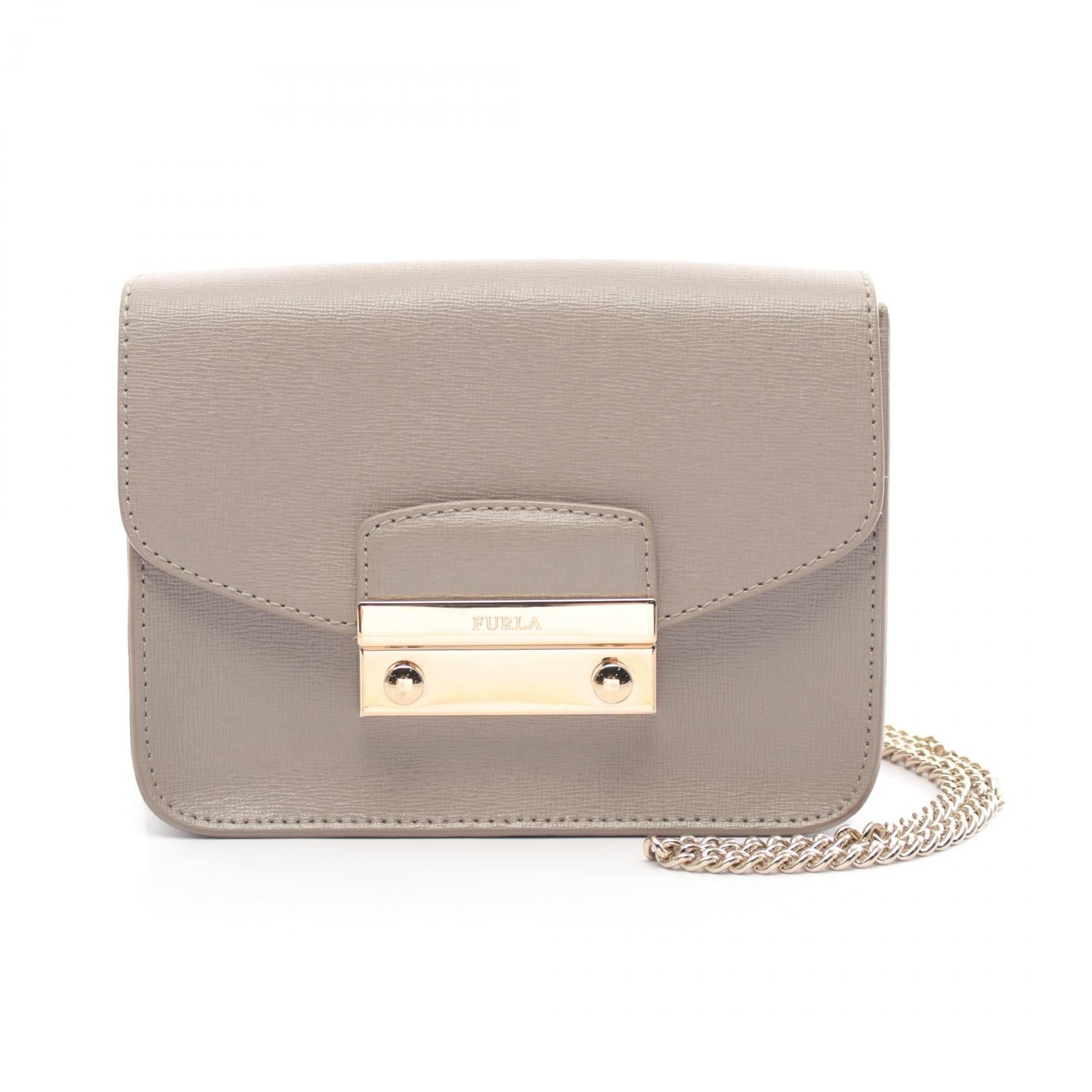 Furla Julia Leather Shoulder Bag Gray