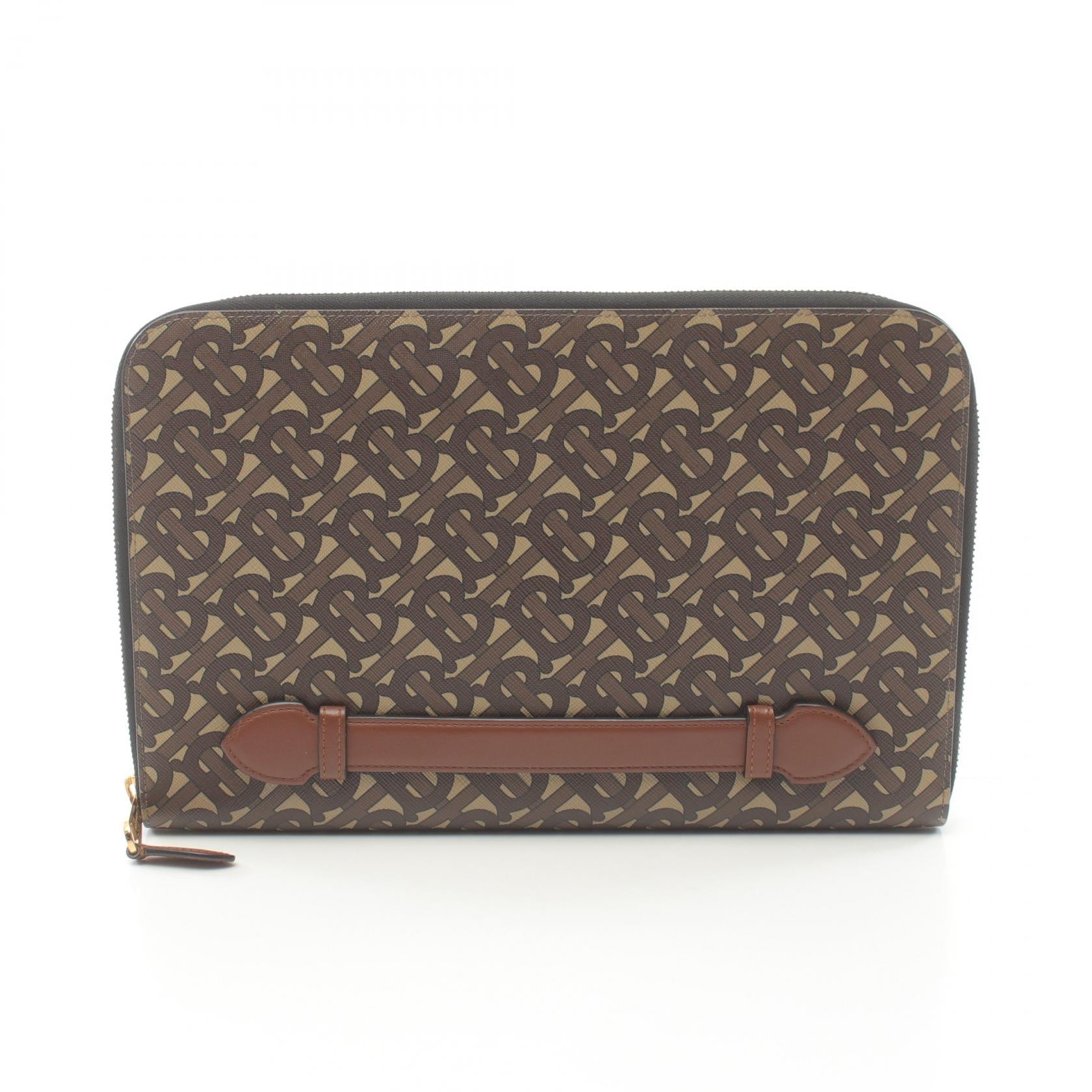 Burberry TB Monogram Clutch Bag PVC Leather