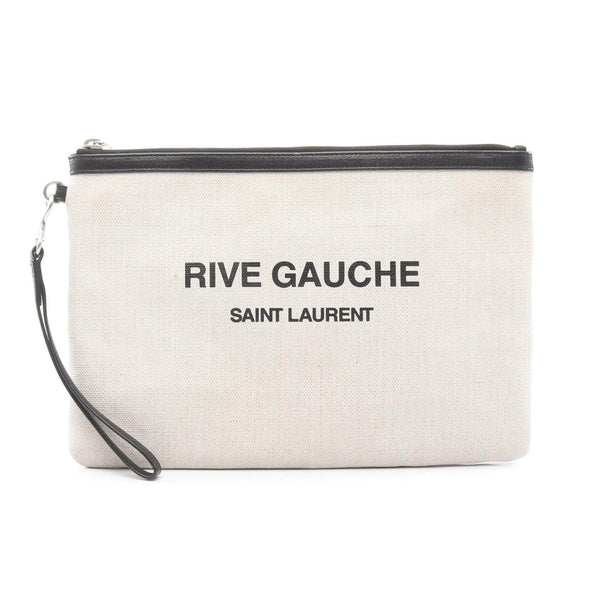 Saint Laurent Paris Rive Gauche Canvas Leather Clutch Bag