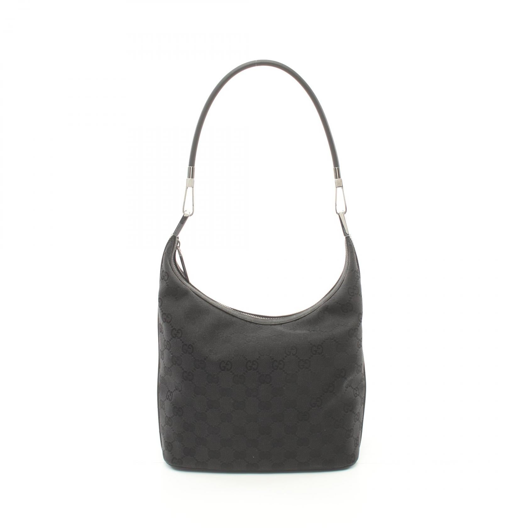 Gucci GG Canvas Leather Shoulder Bag Black