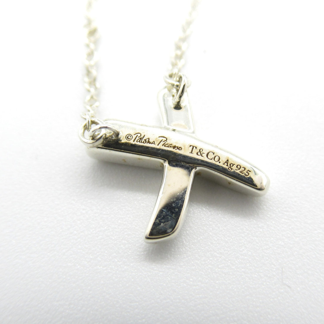 Tiffany & Co Silver Paloma Picasso Graffiti "X" Necklace Metal Necklace 60962219 in Very Good Condition