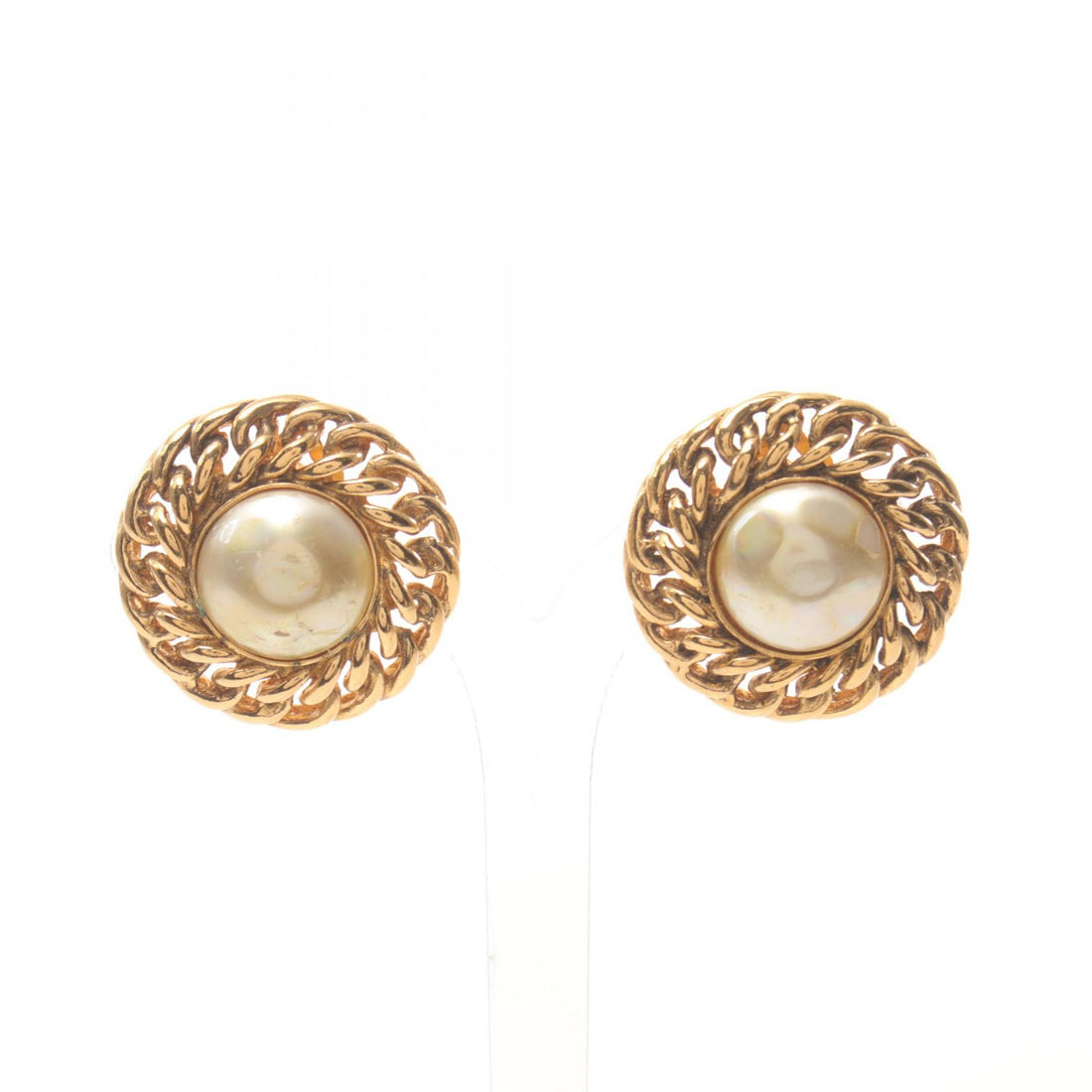 Chanel Gold Plated Faux Pearl Earrings