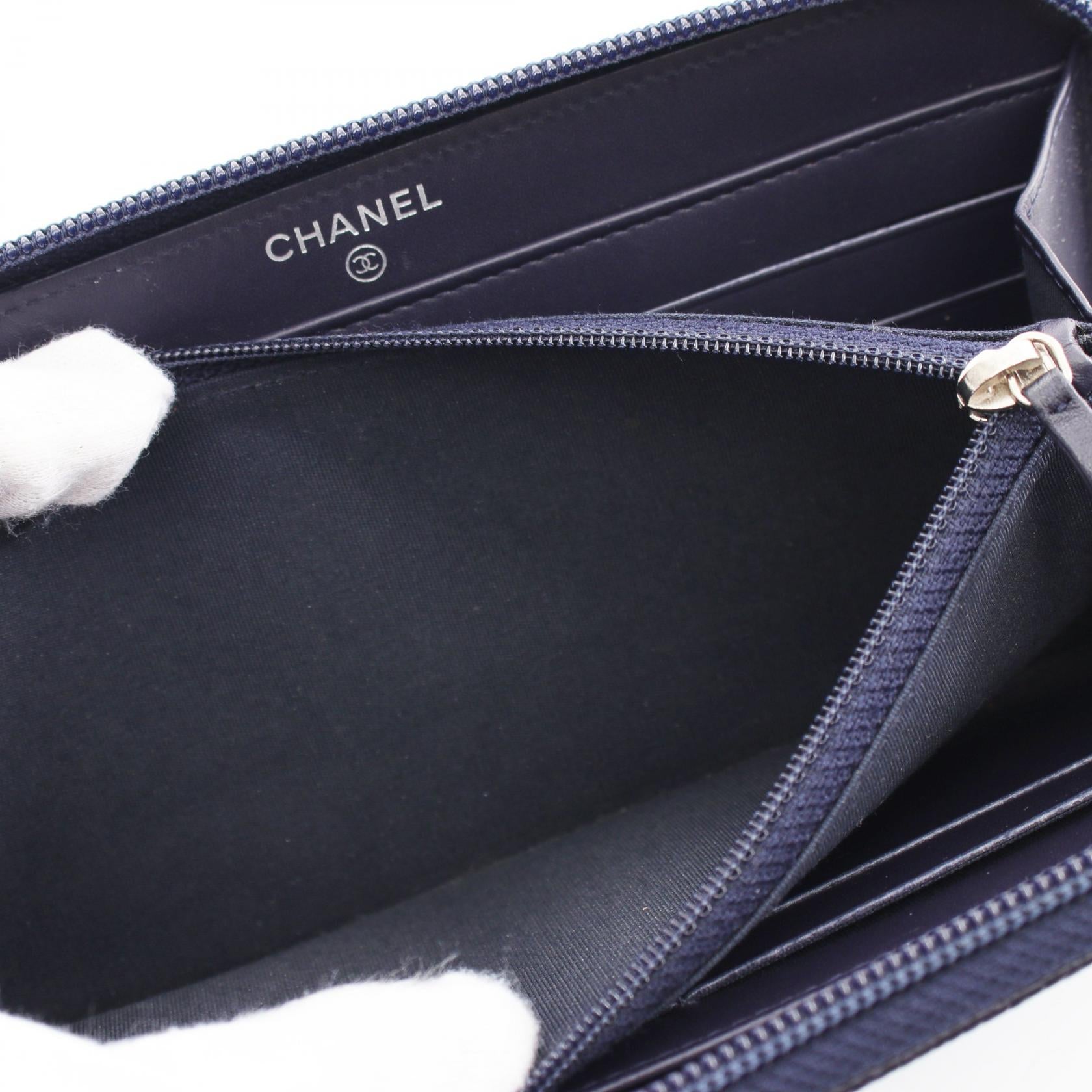 Chanel Caviar Skin Round Wallet Navy A50071