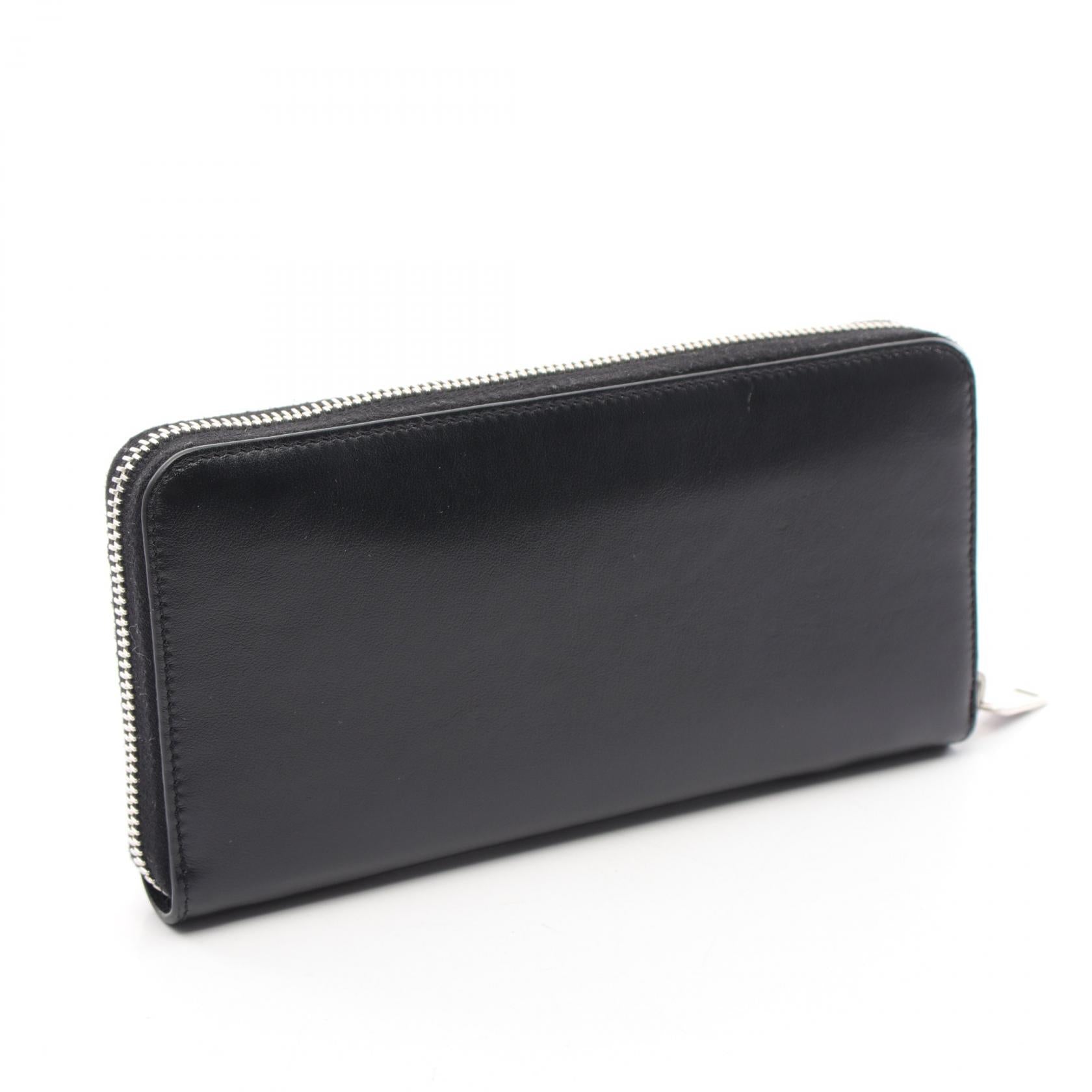 Yves Saint Laurent Leather Round Wallet Black