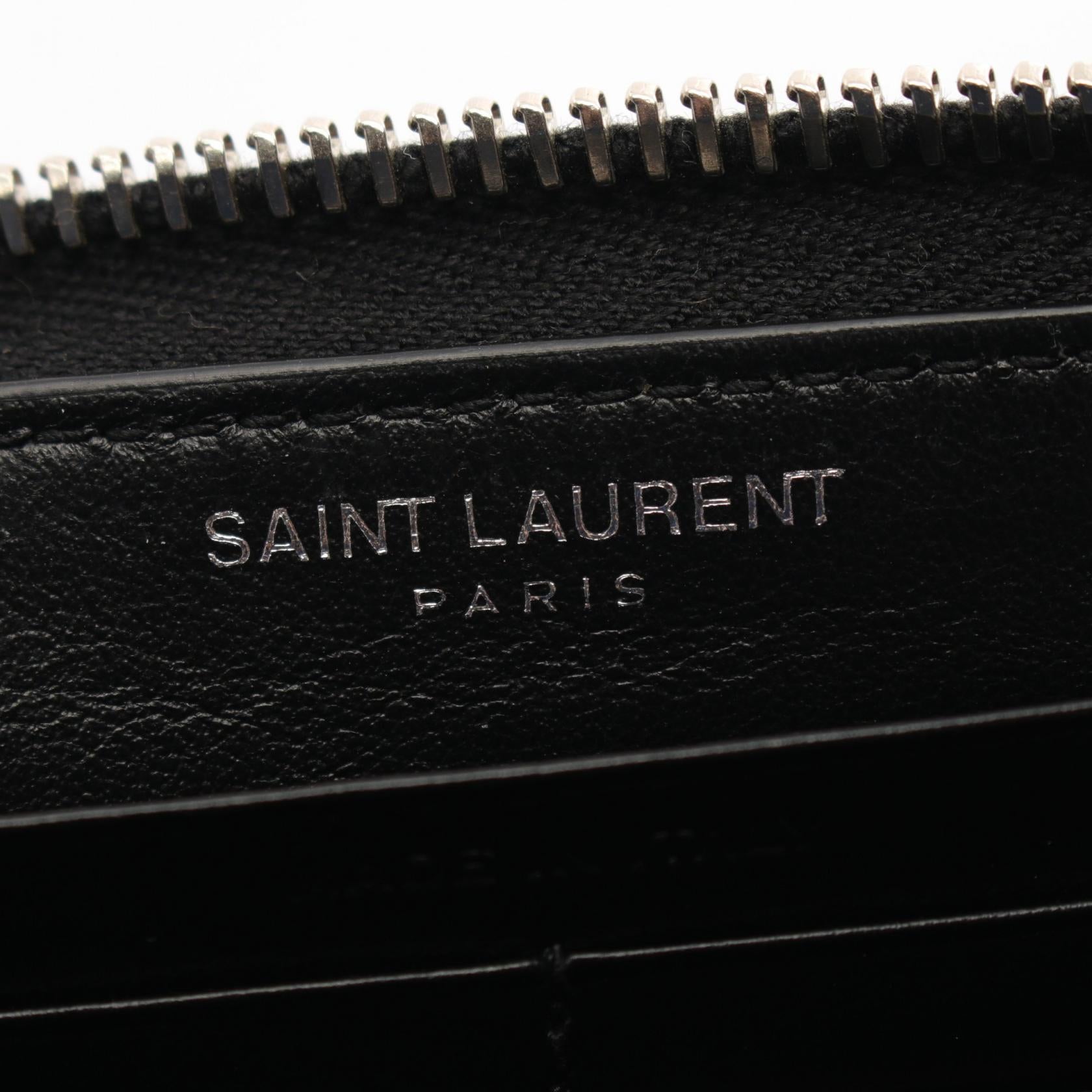 Yves Saint Laurent Leather Round Wallet Black